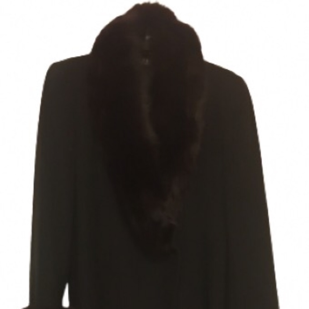 Steve by Searle black cashmere wool fur collar wrists full length coat size 4